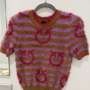 Pinko Fuzzy Knit Sweater with Stripes